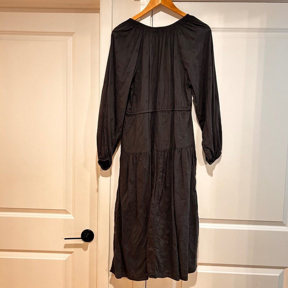 Old Navy Womens Tiered Midi Dress Medium Dark Cottagecore Prairie Boho Peasant - Picture 12 of 12